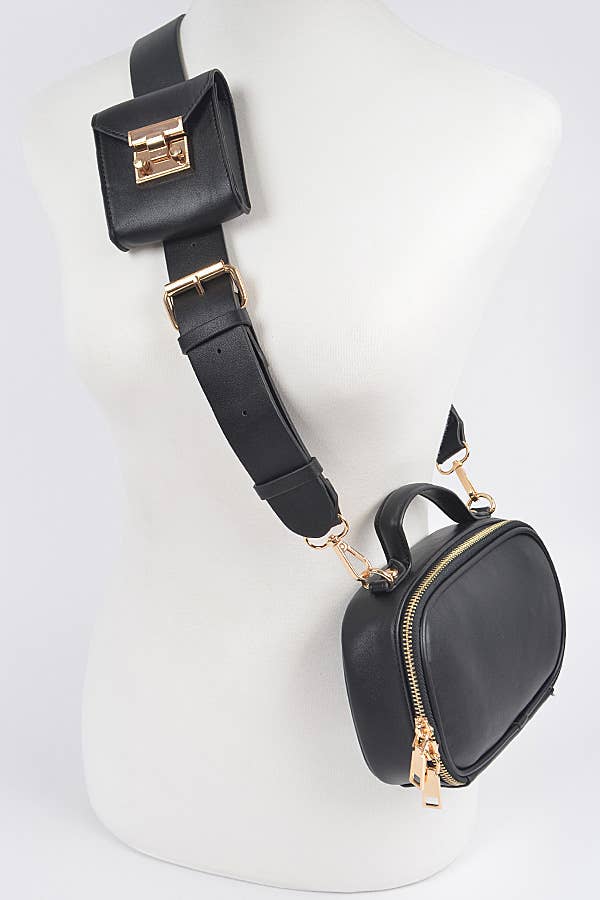  Item - Black mini pleather bag