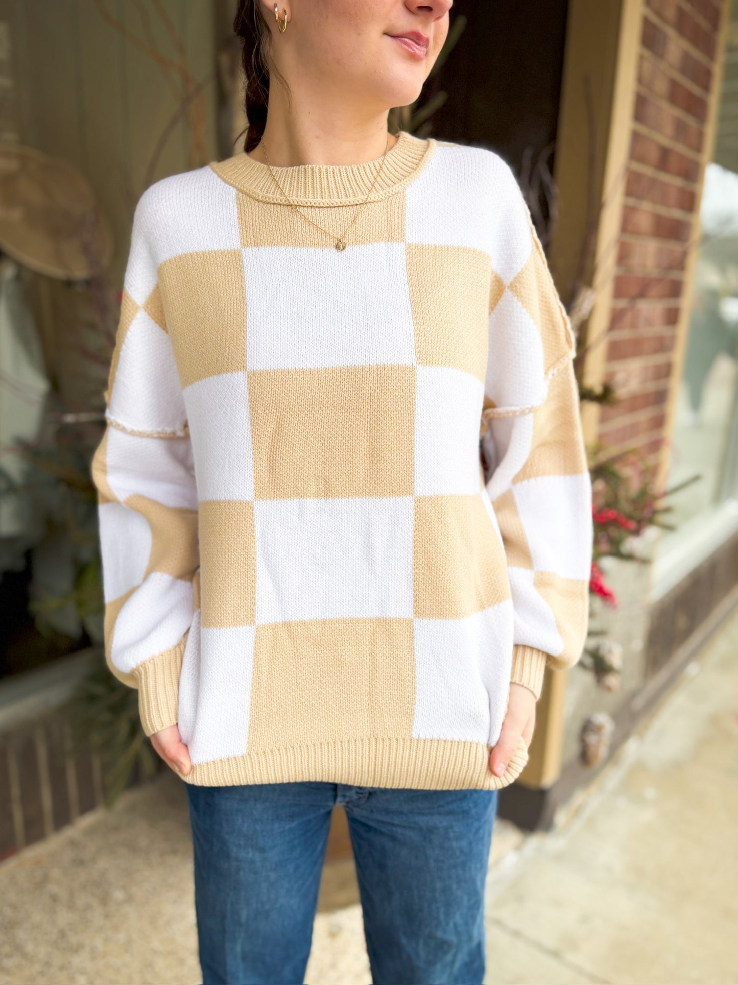 Checkered Bishop Sweater