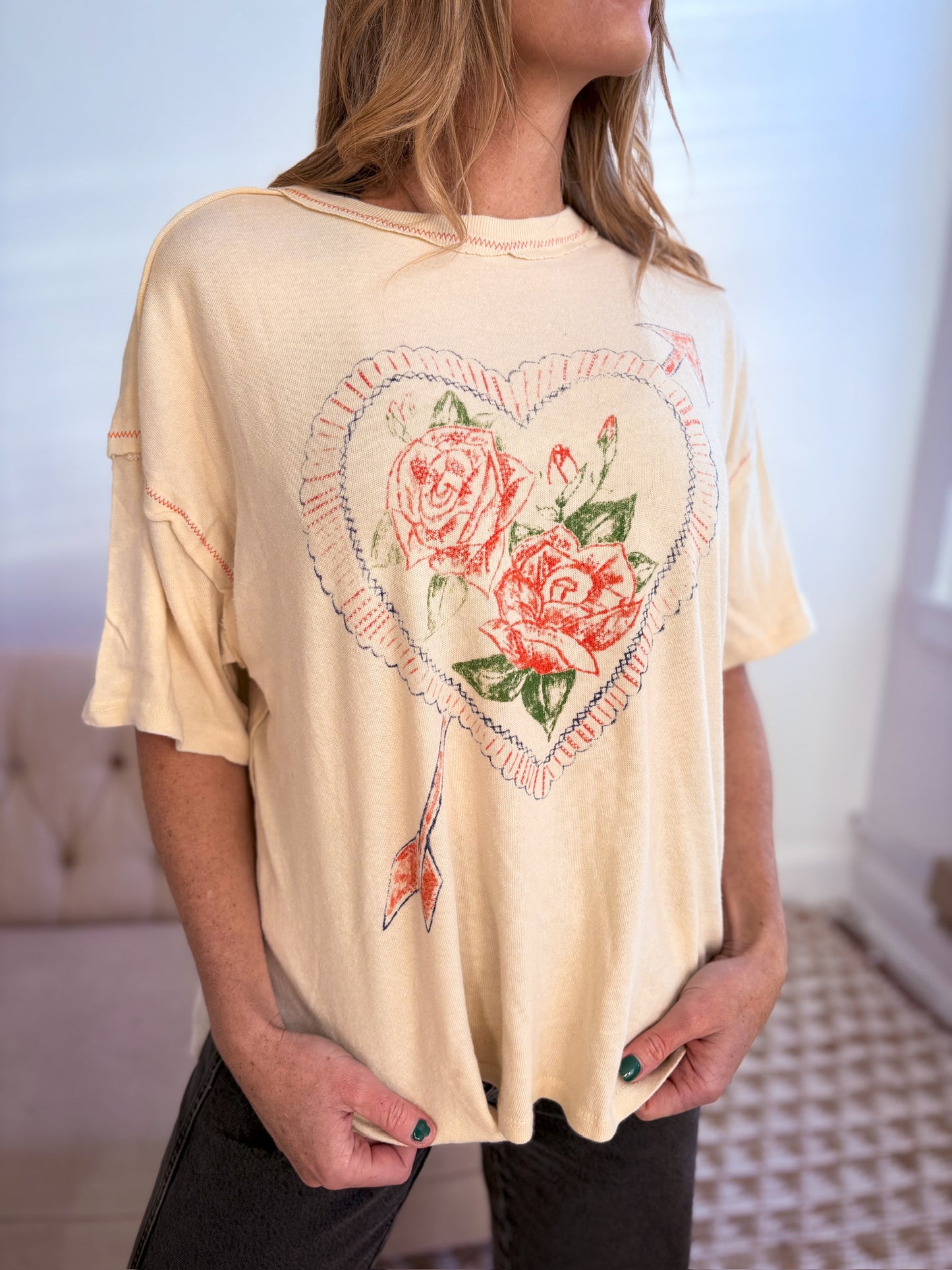 Love Rose Tee - Ivory Combo