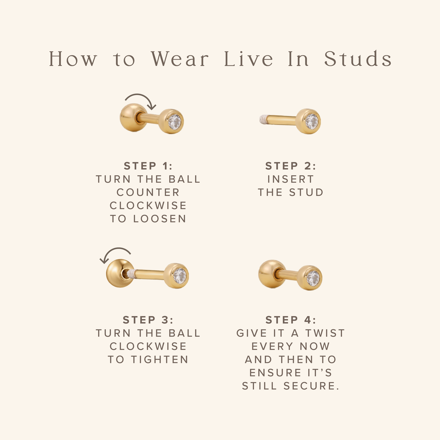 Live In Stud Earrings - Gold Vermeil/Heart