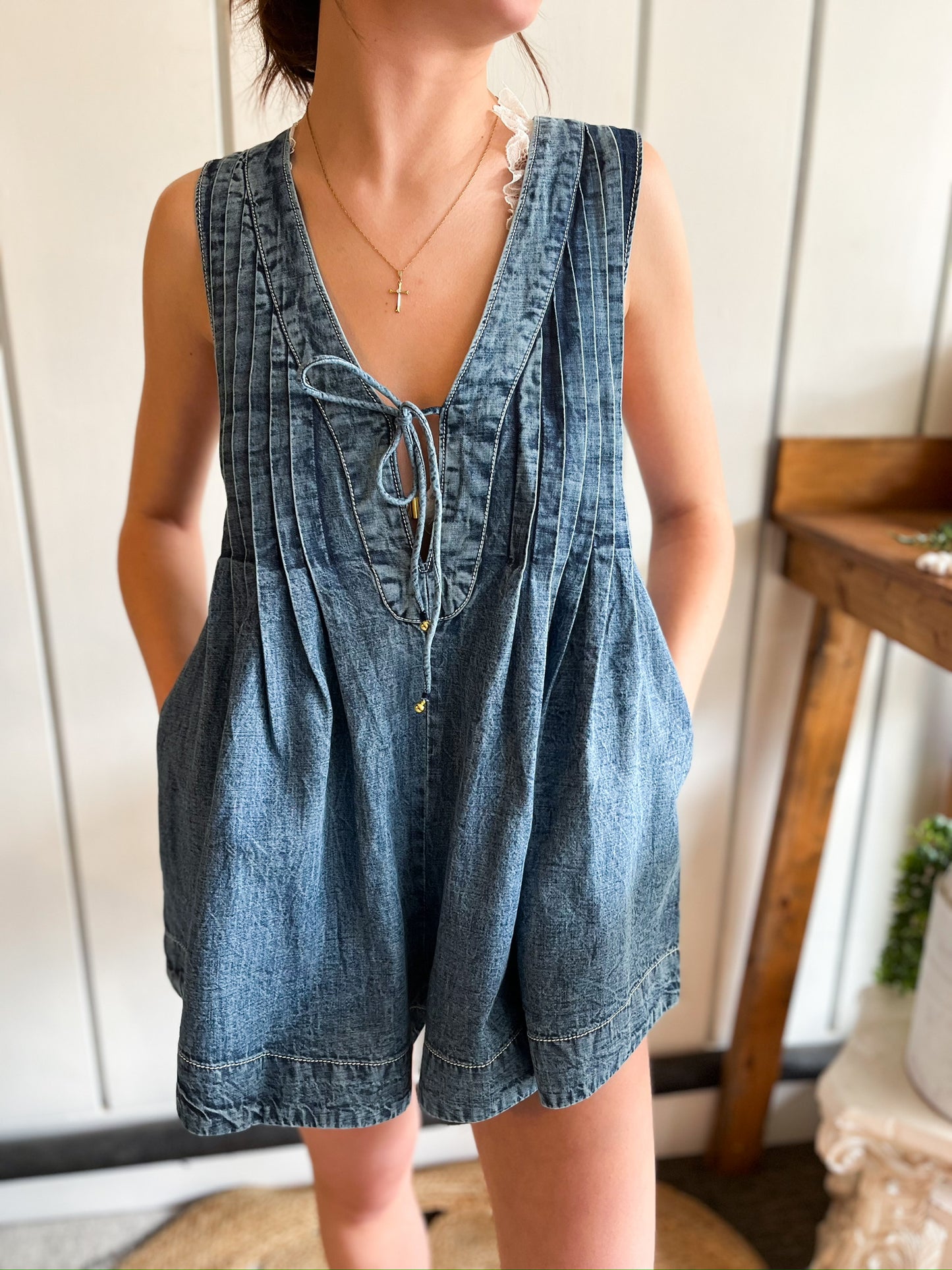 Webster Romper - Falling Rain Wash