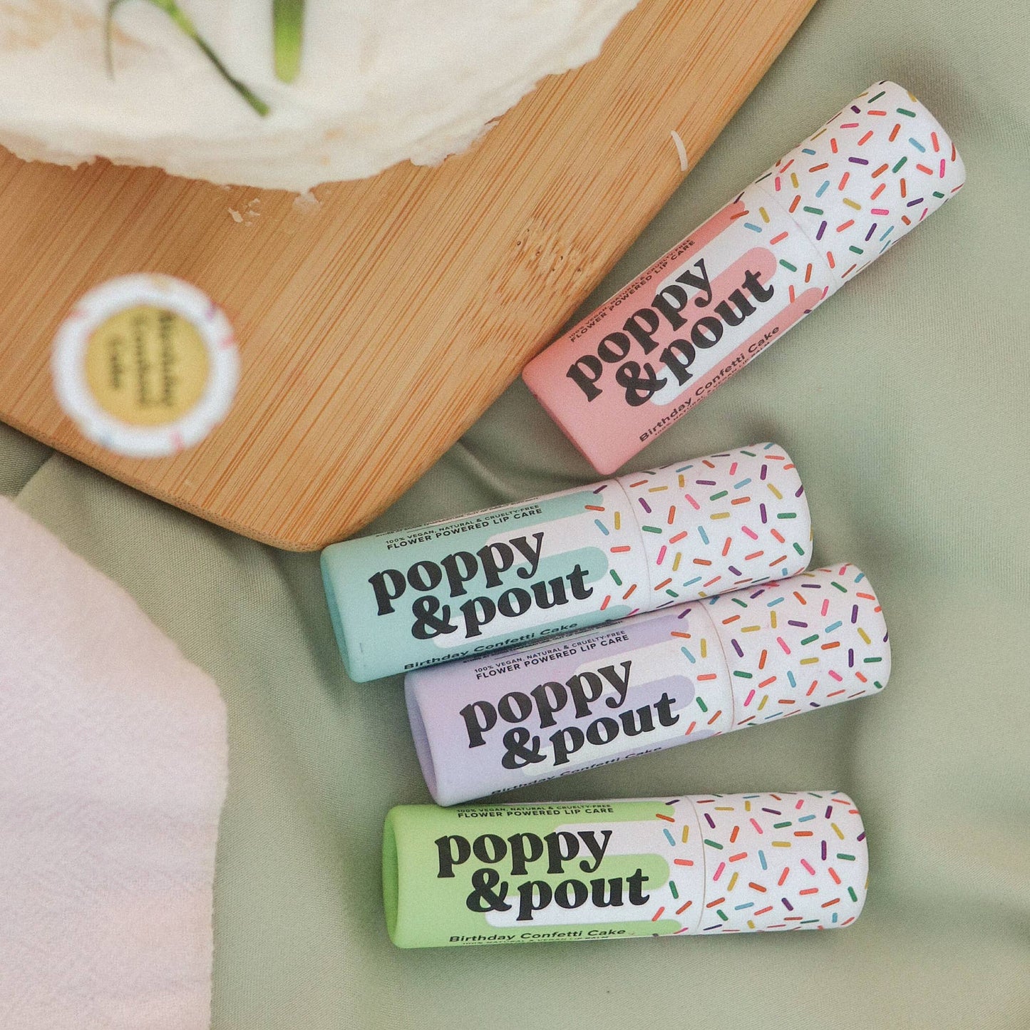 Lip Balm, Birthday Confetti Cake - Green