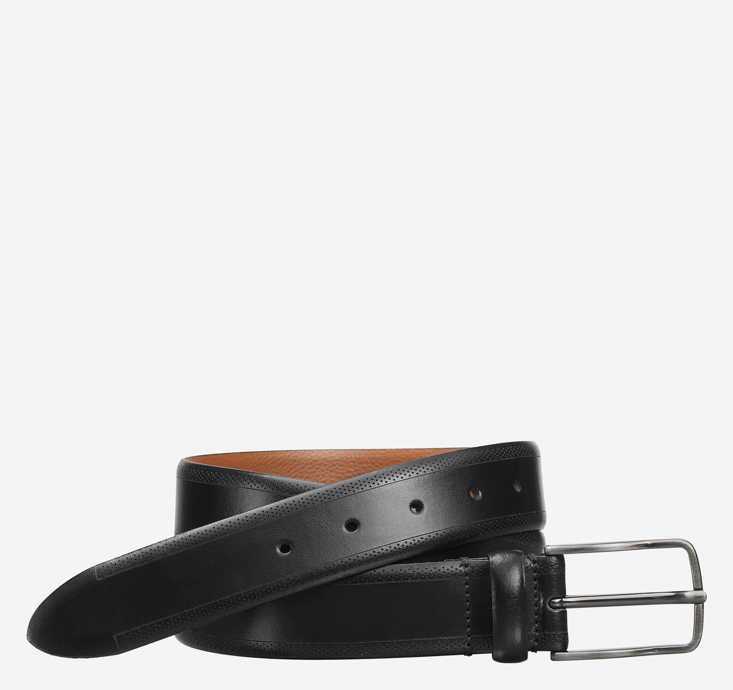 EDGE-PERFED EMBOSSED BELT - Black