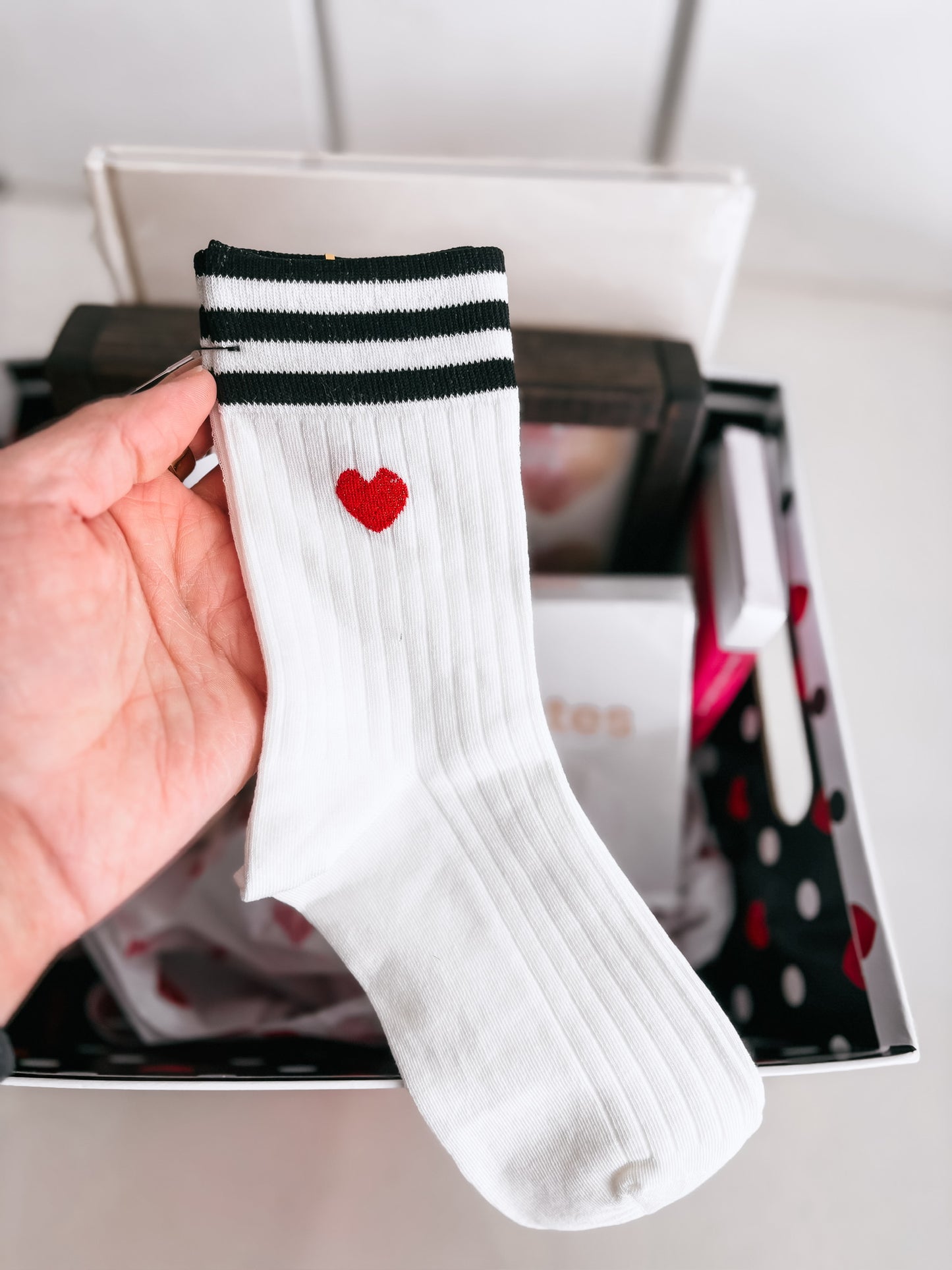 Stripe & Heart Socks