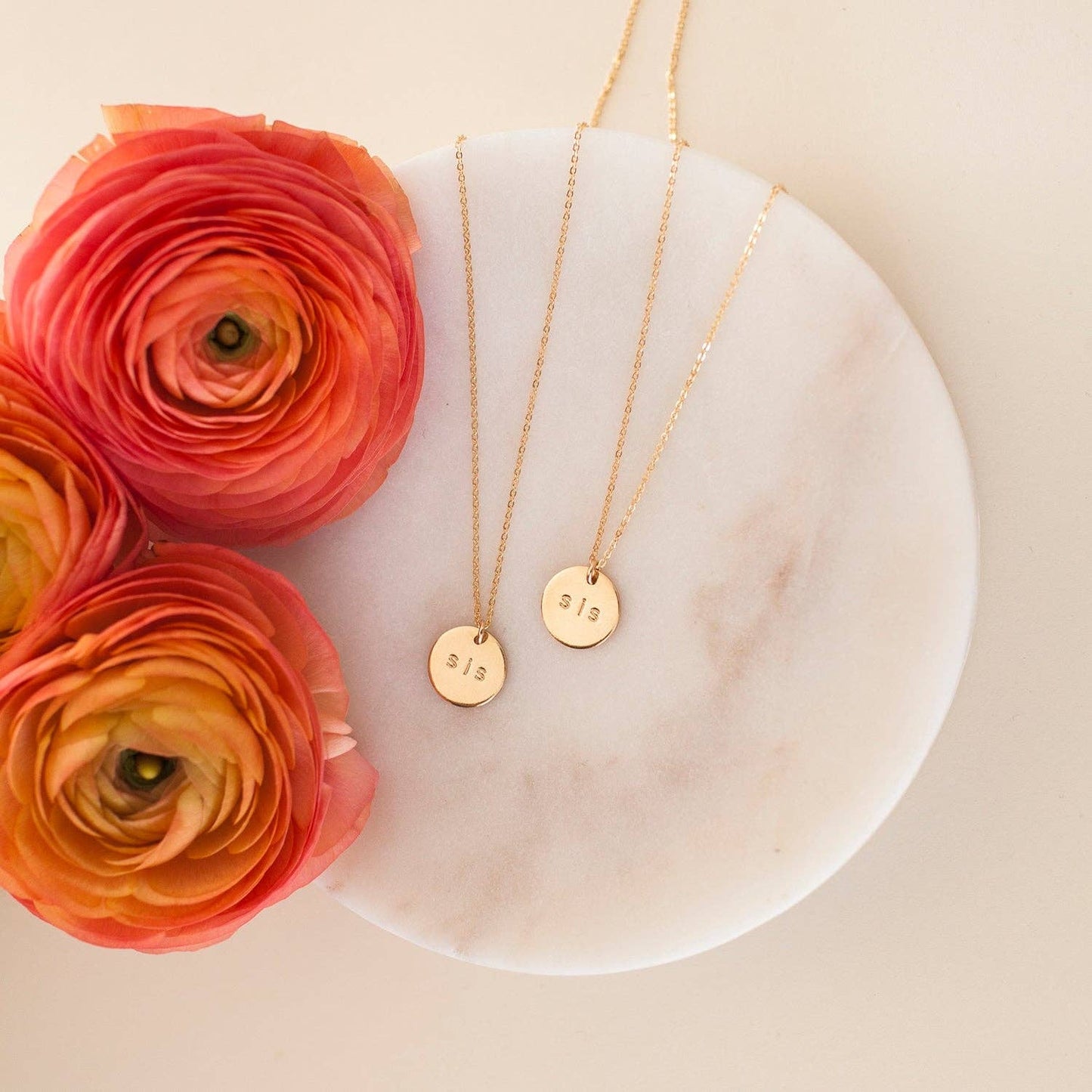 The Sis' Disc Necklace - Gold Filled 16"-18"