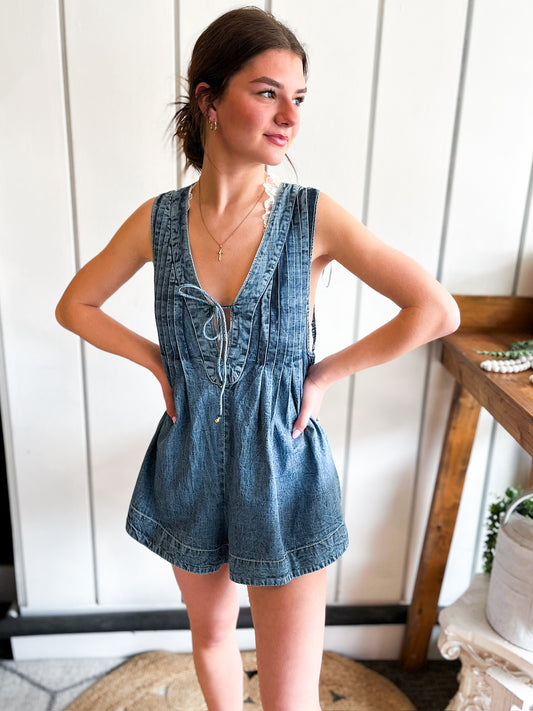 Webster Romper - Falling Rain Wash