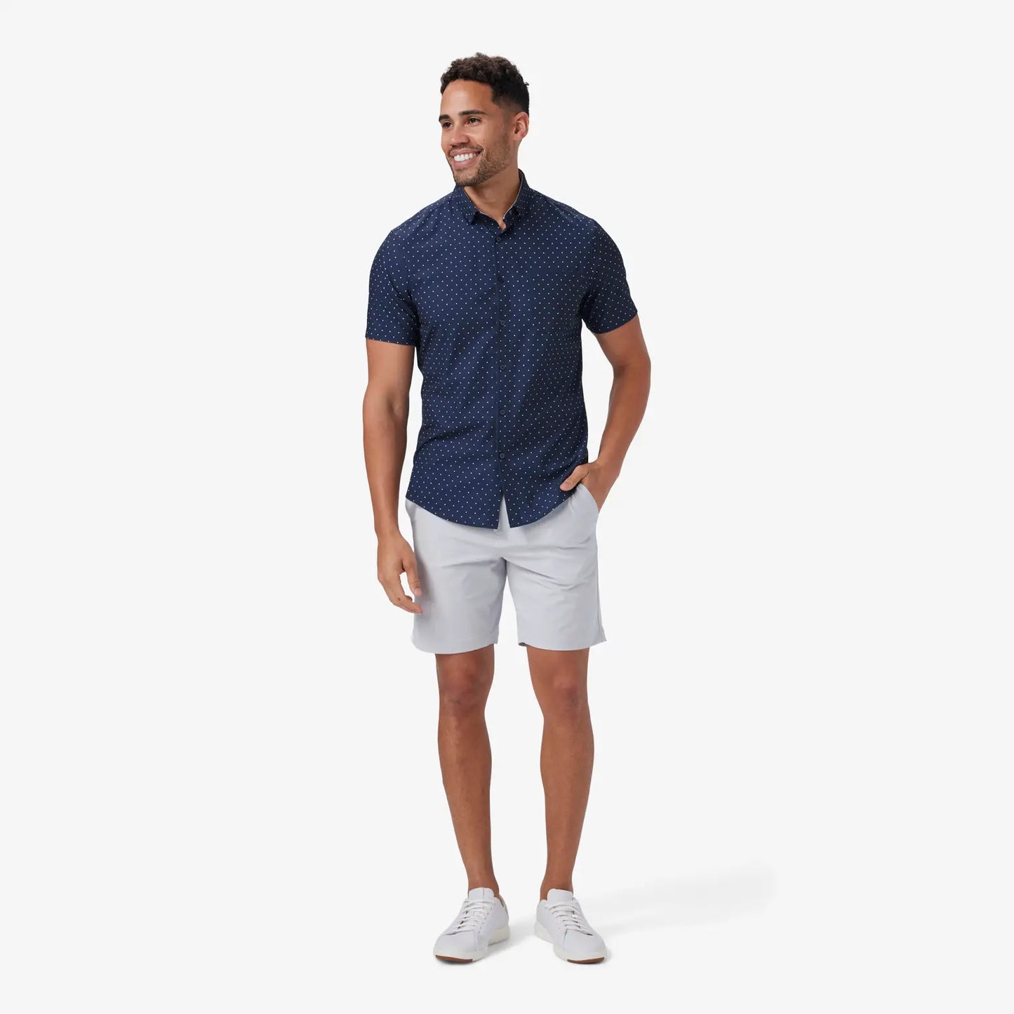 Leeward SS - Navy Polka Dot