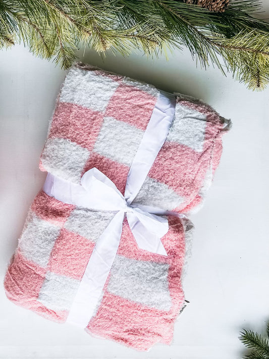 Penny Blanket Single Cuddle Size - Pink Check