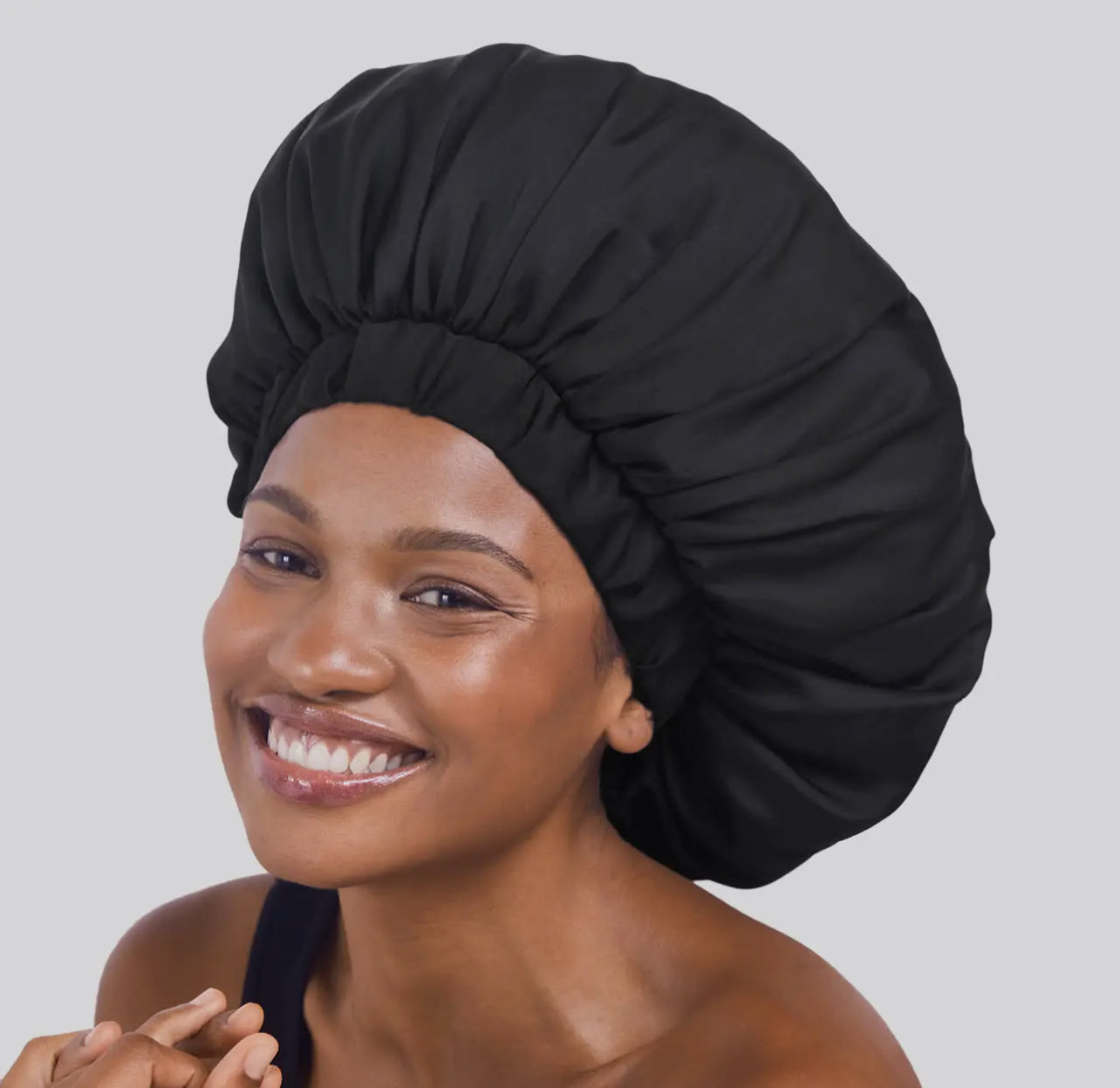 Satin Sleep Xl Adjustable Bonnet - Black