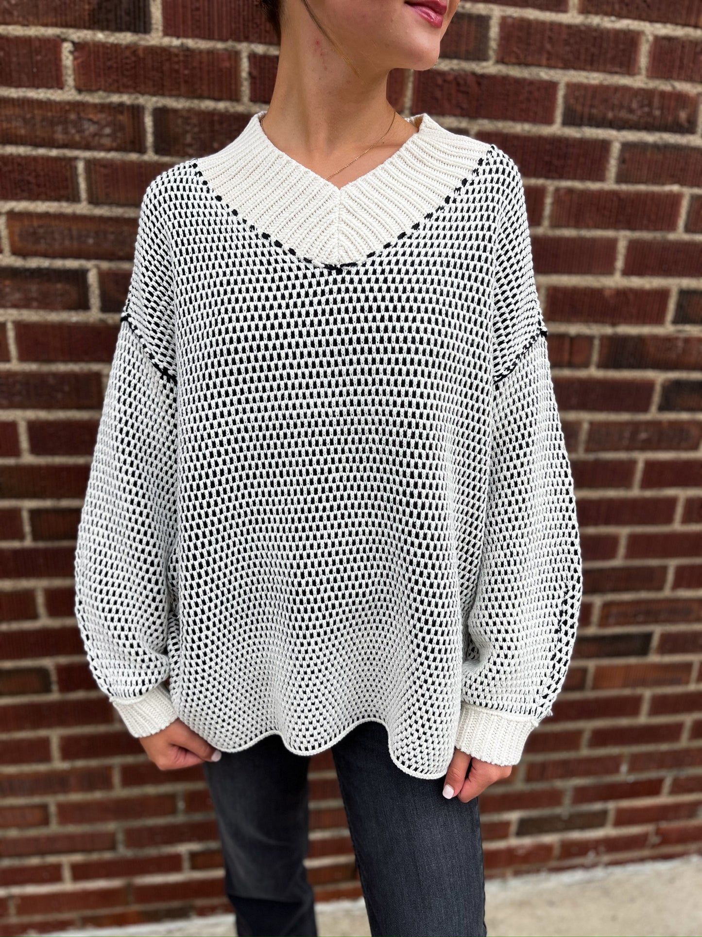 Maisie Sweater - Ivory Black Combo