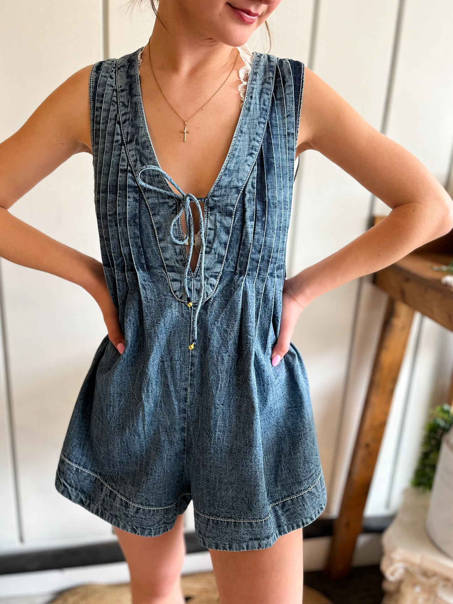 Webster Romper - Falling Rain Wash