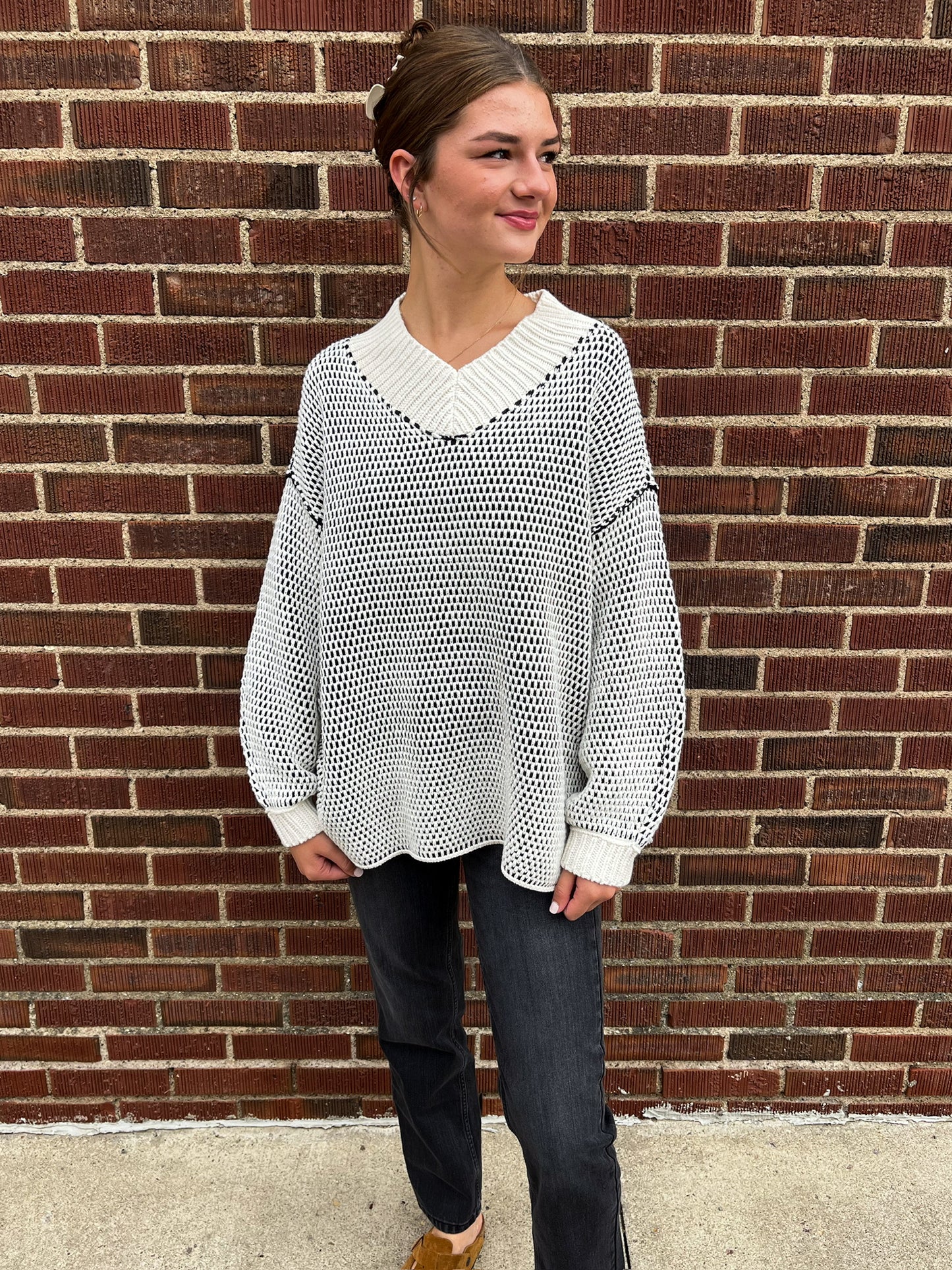 Maisie Sweater - Ivory Black Combo