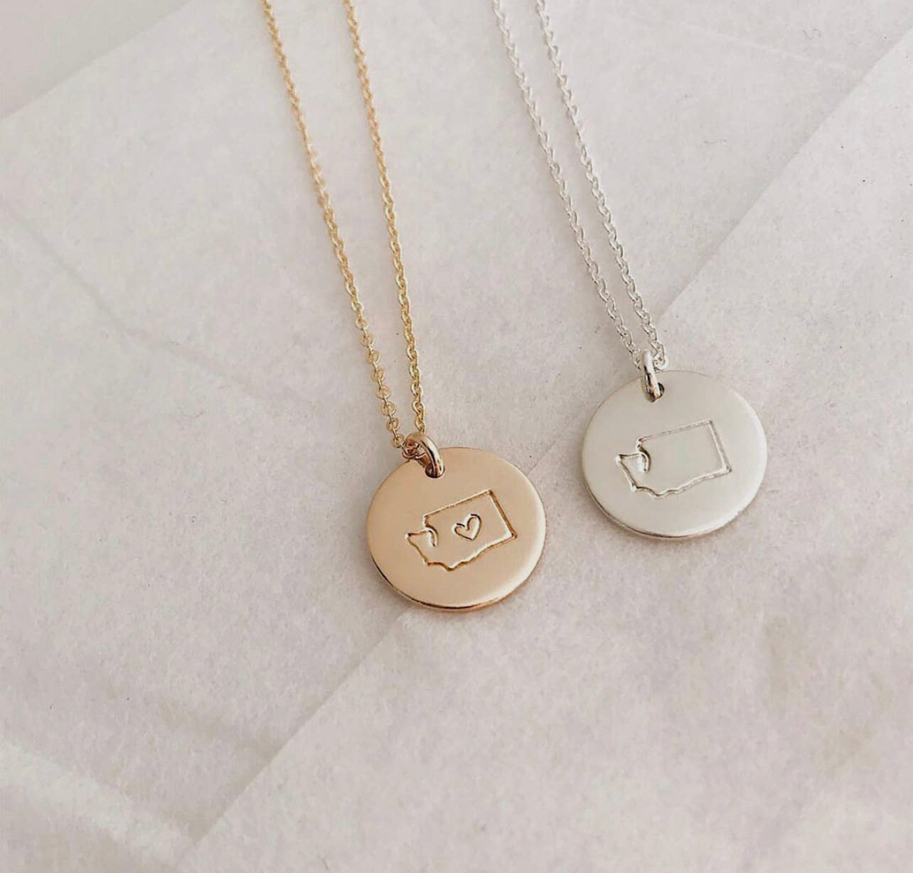 State Disc Necklace - Gold Filled