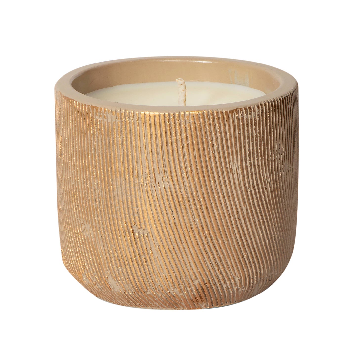 Amber & Teakwood 15oz Concrete Metallic Brushed Candle