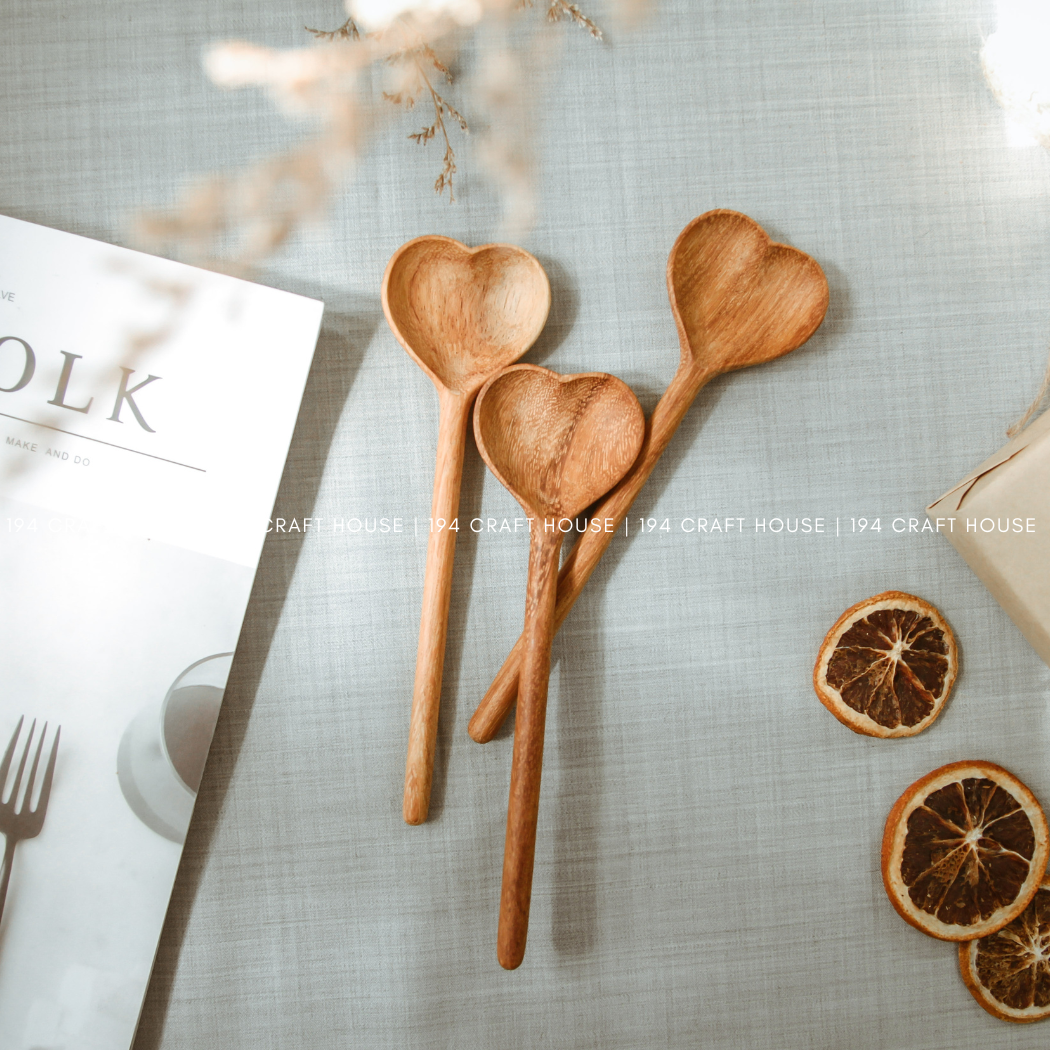 I Love Coffee Engraved Wooden Heart Spoon