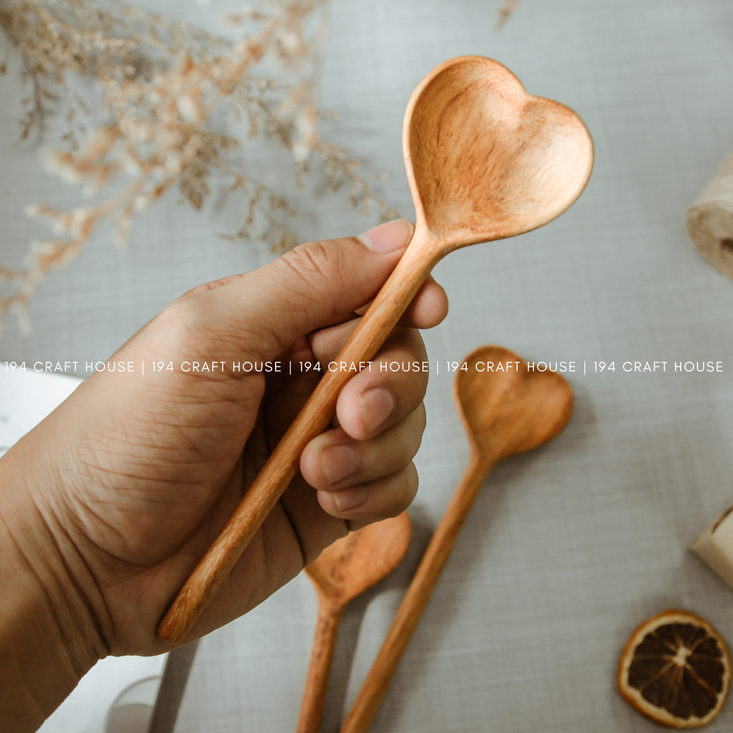 I Love Coffee Engraved Wooden Heart Spoon