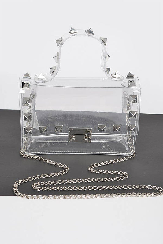 Studded Clear Bag - Silver