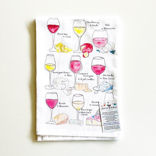 Wine & Cheese Pairing Dish Towel