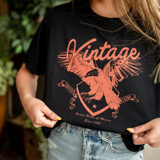 Vintage Eagle Tee - Black