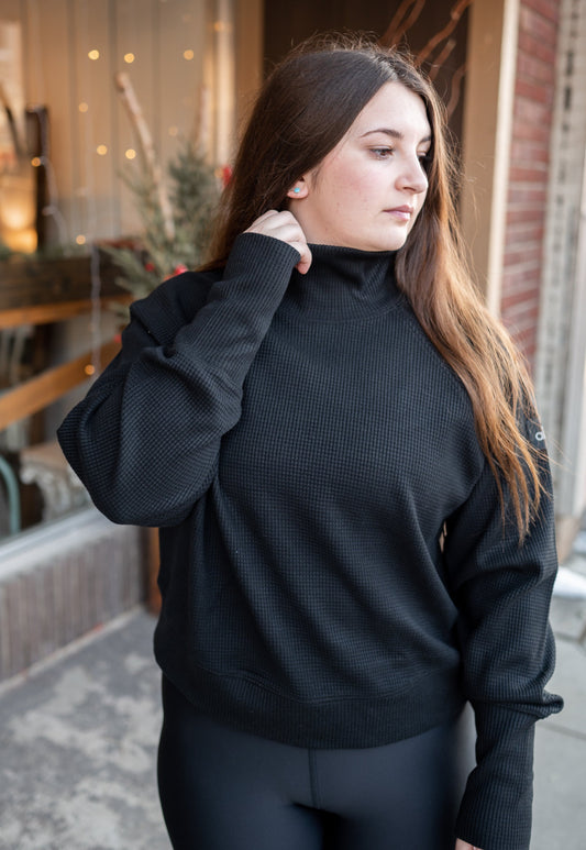 Thermal Wknd Escape Mock Neck - Black