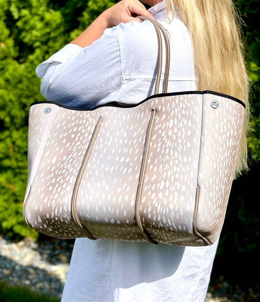 The Aniella Neoprene Tote - Champagne Fawn