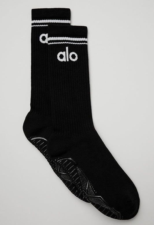 Throwback Barre Sock - Black/White