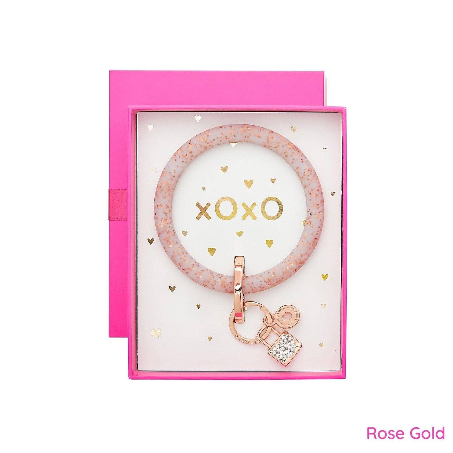 Big O® Key Ring w/ Charm - Rose Gold XOXO