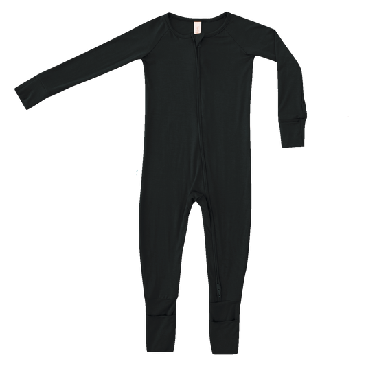 Organic Bamboo Zipper Romper - Black