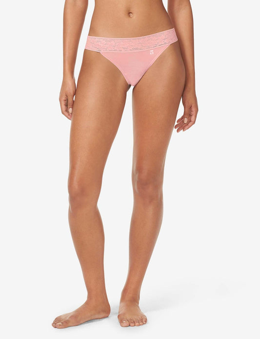 Women's Second Skin Lace Thong - Flamingo Pink