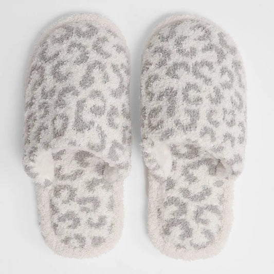 Winter Luxury Soft Leopard Pattern Slipper  - GREY