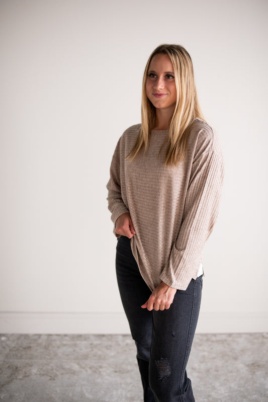 Callie Rib Top - Heather Latte