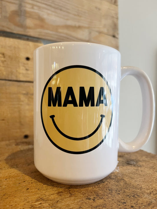 15oz Mama happy face ceramic coffee mug