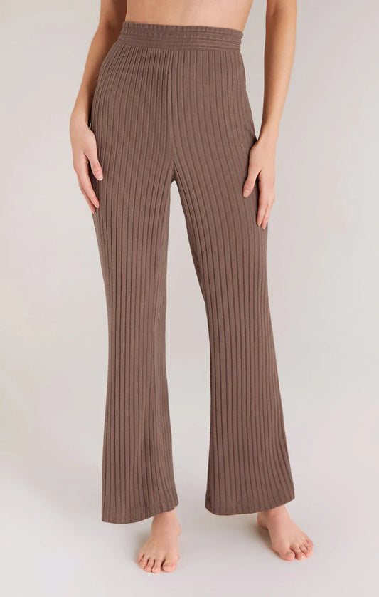 Show Me Some Flair Rib Pant - Heather Taupe