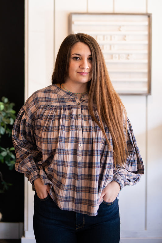 Jessi Plaid Top - Grey