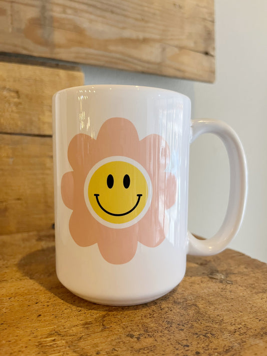 15oz Happy daisy ceramic coffee mug