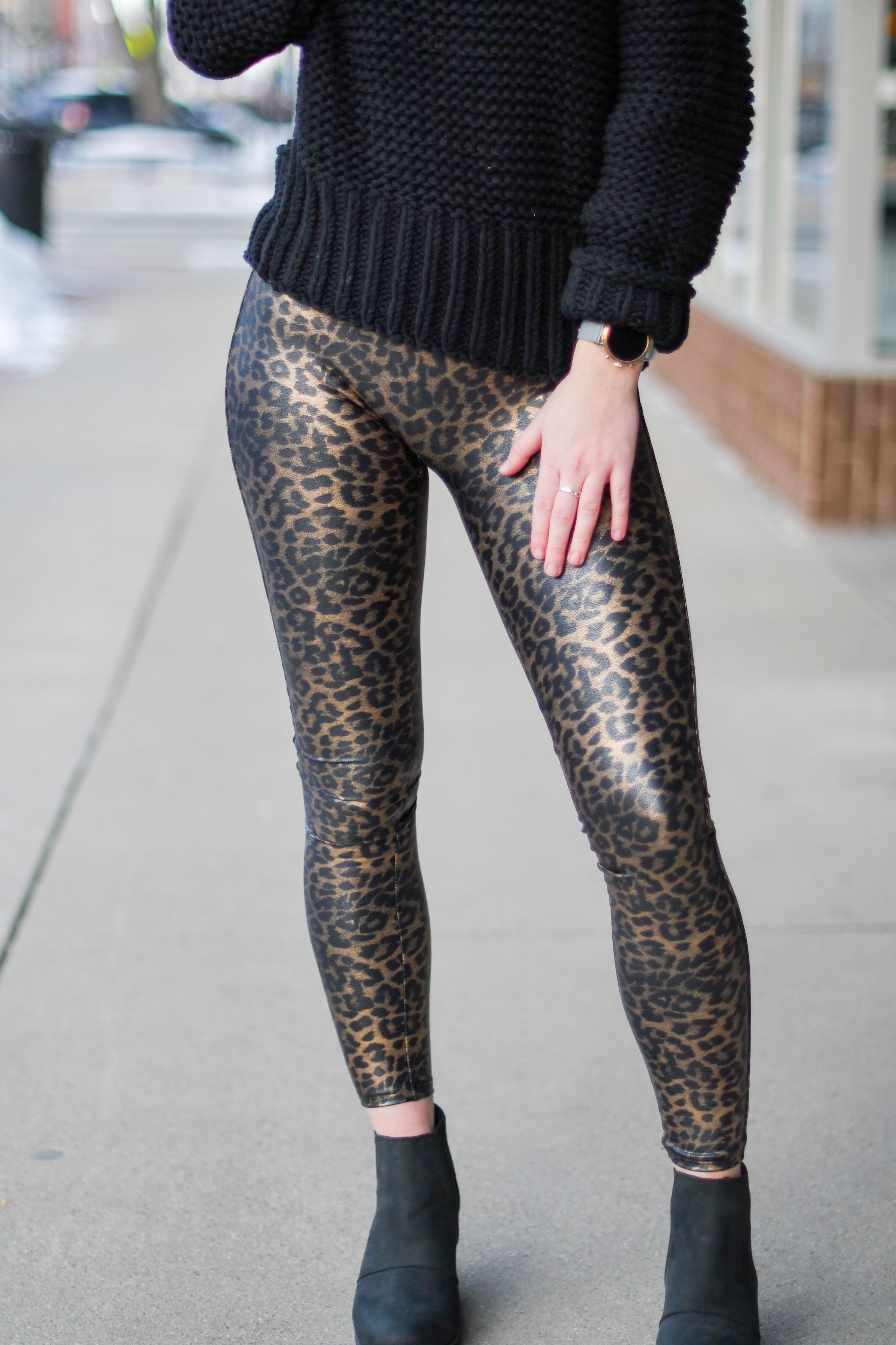 How to Wear Faux Leather Leggings | Stripes and Whimsy