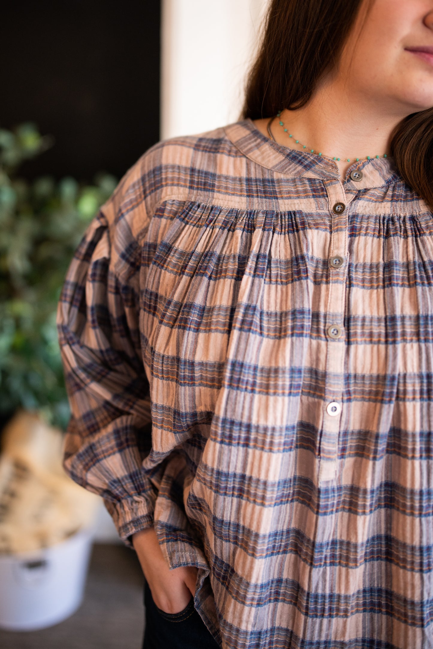 Jessi Plaid Top - Grey