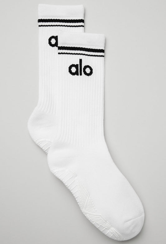 Throwback Barre Sock - White/Black